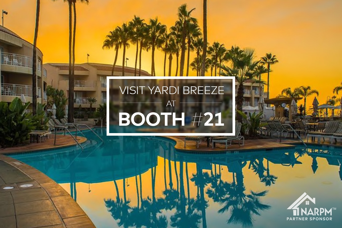 yardi breeze narpm annual convention booth number superimposed over Coronado hotel 