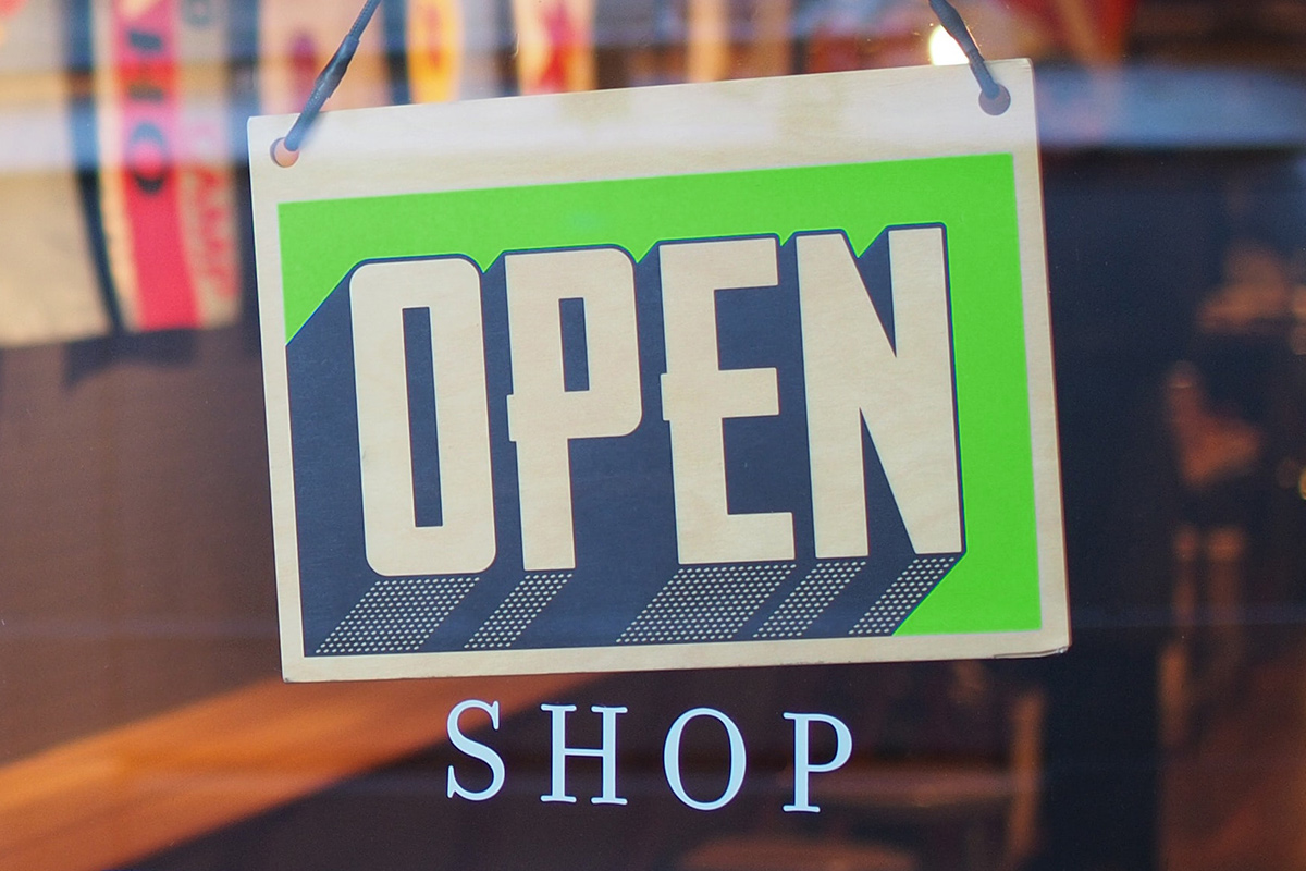 open sign in retail property window