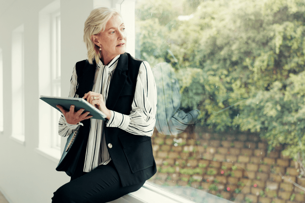 Property manager answers a resident question on a tablet