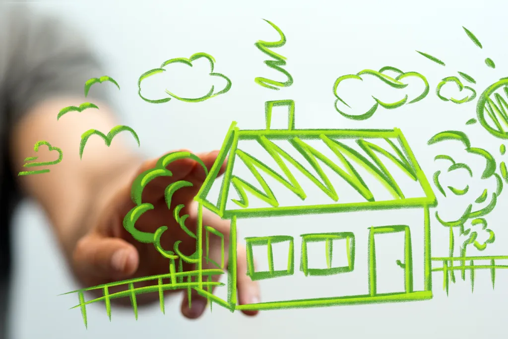 Yardi Breeze makes affordable housing compliance easy: a hand pointing to a sketched house