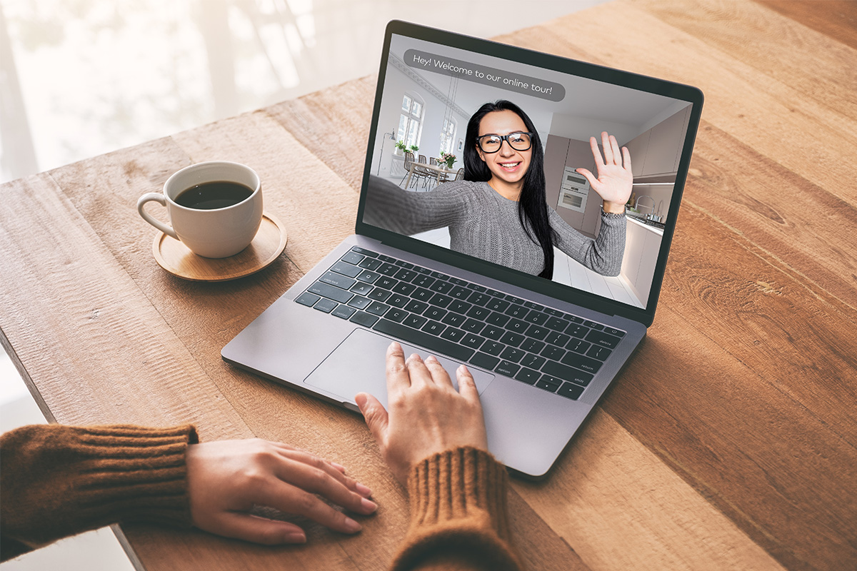 Video chat from home with resident during a public health crisis like coronavirus