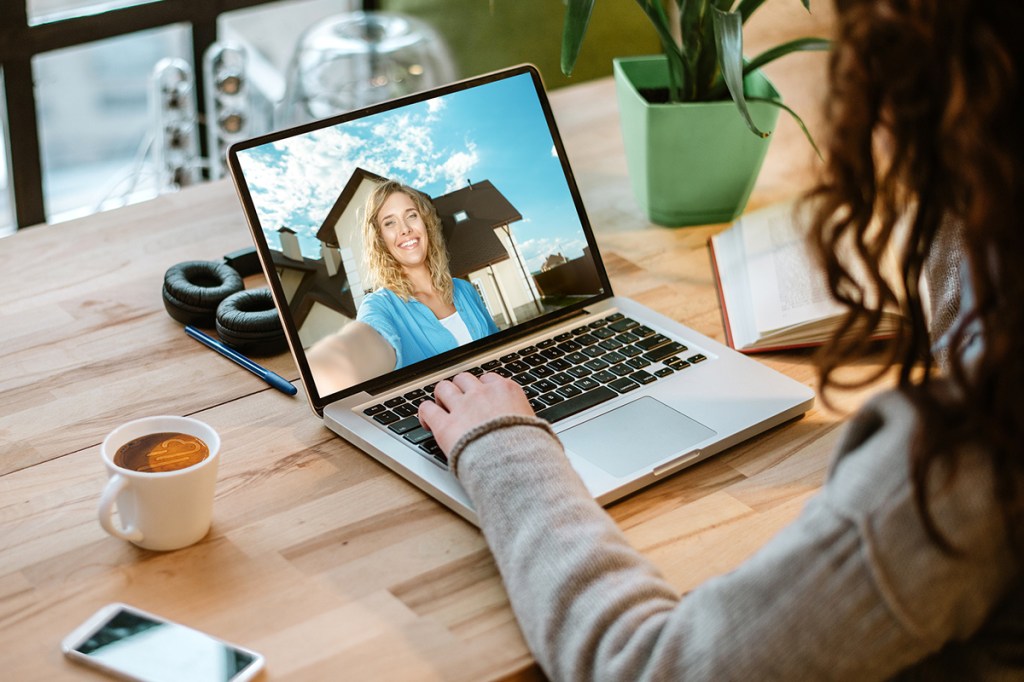 Leasing agent giving a virtual property tour