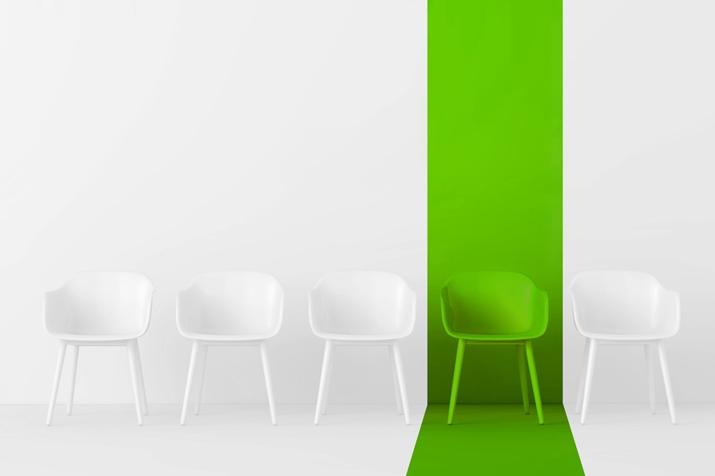 One chair in a row is highlighted to represent the traits IROs look for in a property manager