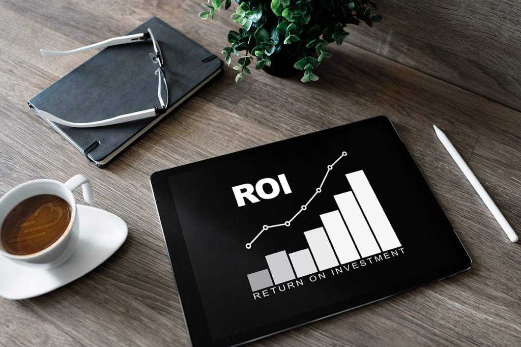 Tablet with ROI chart for property managers