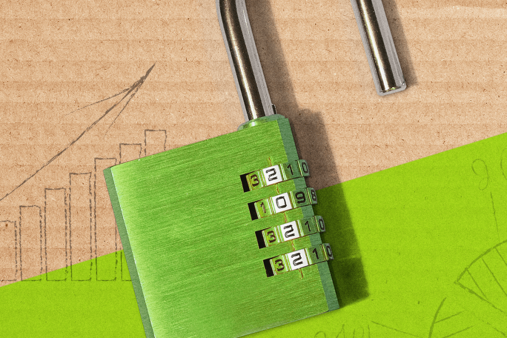 Self storage lock with numbers reading 2022