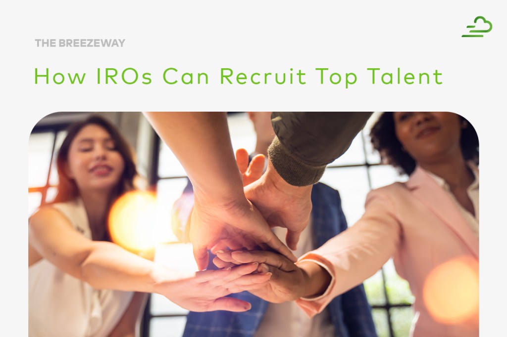 Image of people in a hands huddle: How IROs can recruit top talent