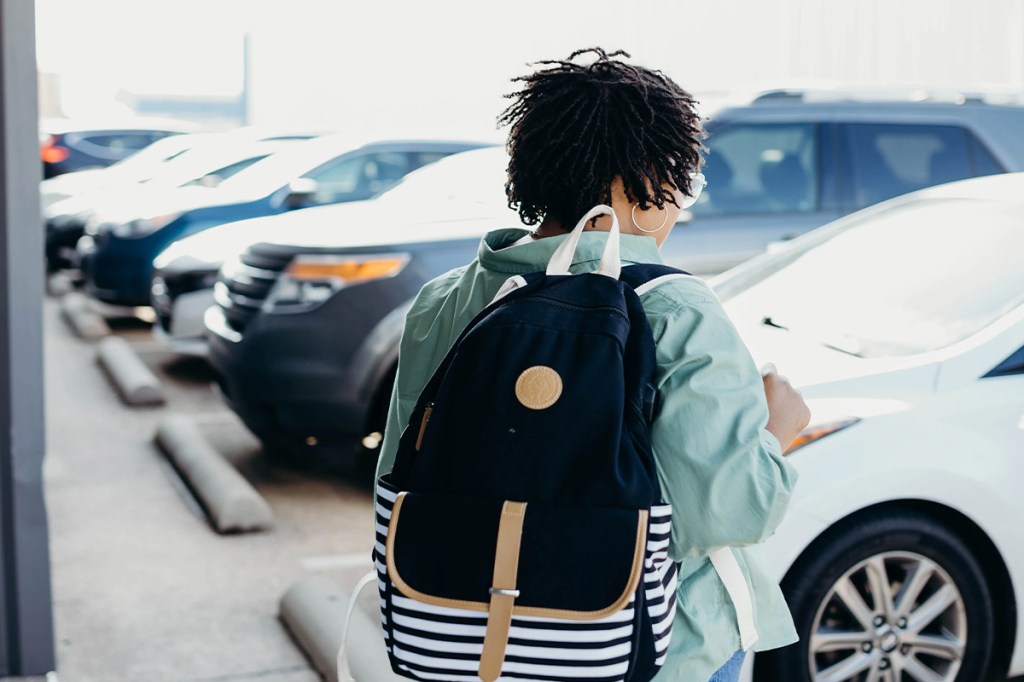 Traffick911 volunteer with a backpack