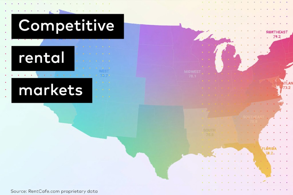 Map of U.S. with text: "competitive rental markets"